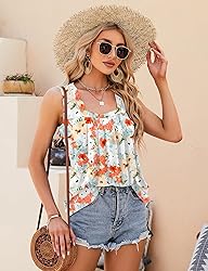 KTILG Scoop Neck Tank Tops for Women Casual Spring