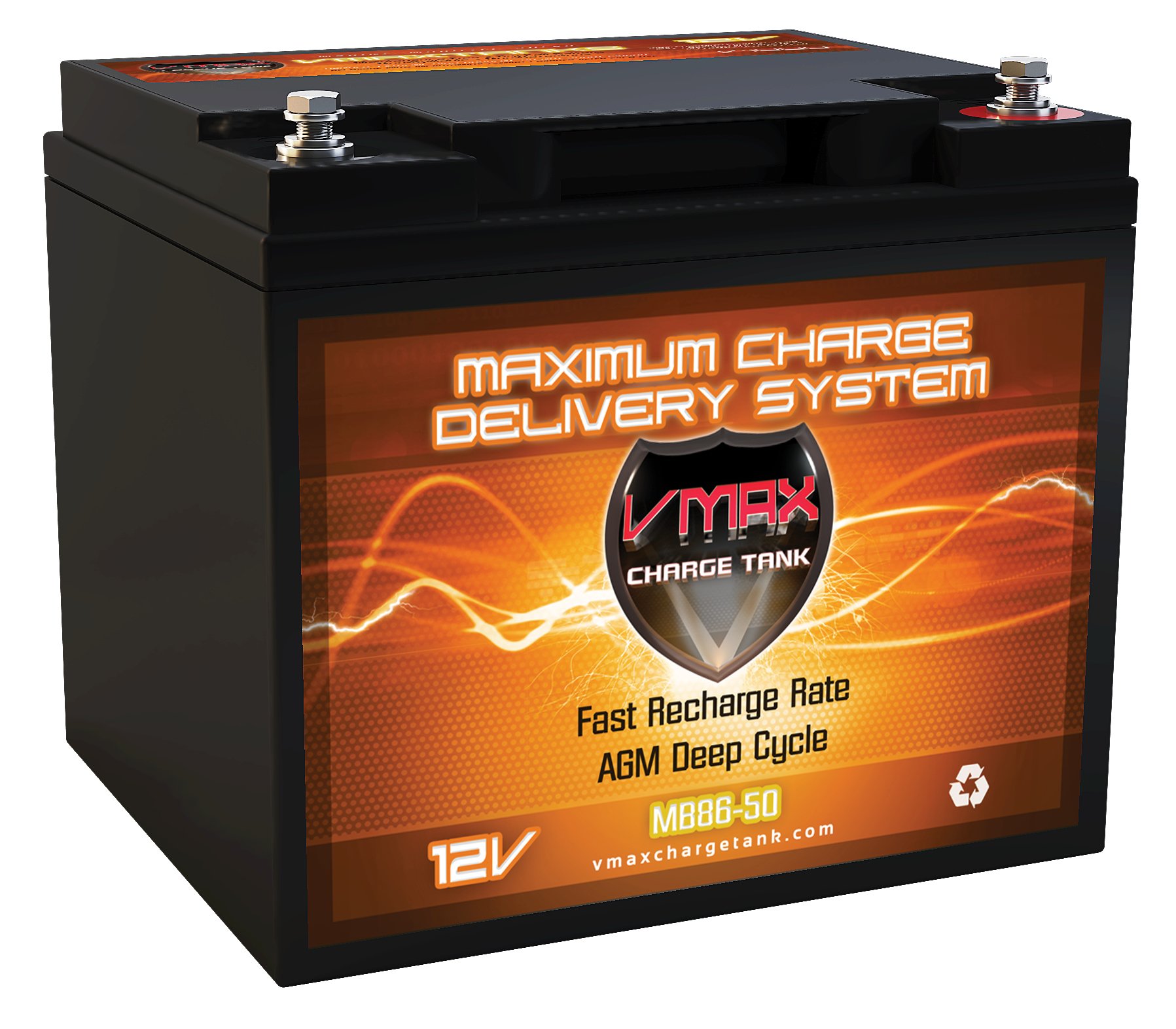 VMAX MB86-50 12V 50Ah AGM SLA Group 21R Deep Cycle Battery Replacement Compatible with Bravo EVT-168 12V 40Ah Scooter Battery (Upgrades Group 21R 40Ah Batteries)