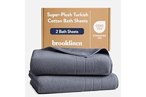 Brooklinen Super-Plush Turkish Cotton Bath Sheets - Set of 2 - Cotton, 820 GSM, Highly Absorbent, Machine Washable, Perfect for Home & Bathroom (40" x 65", Slate Grey)