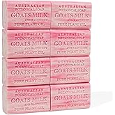 Australian Botanical Goats Milk Soap and Raspberry, 6.6 OZ, Triple Milled Bars made with a Natural Soap Base and Enriched with Organic African Shea Butter, Pack of 8