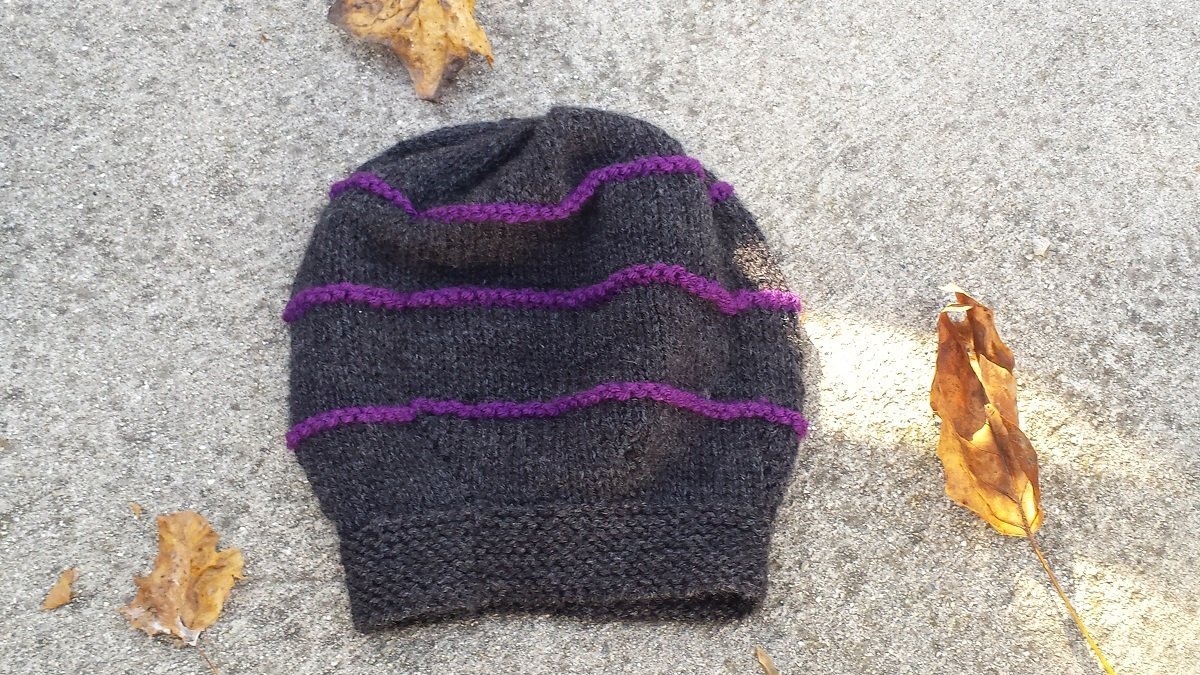 purple knit hat