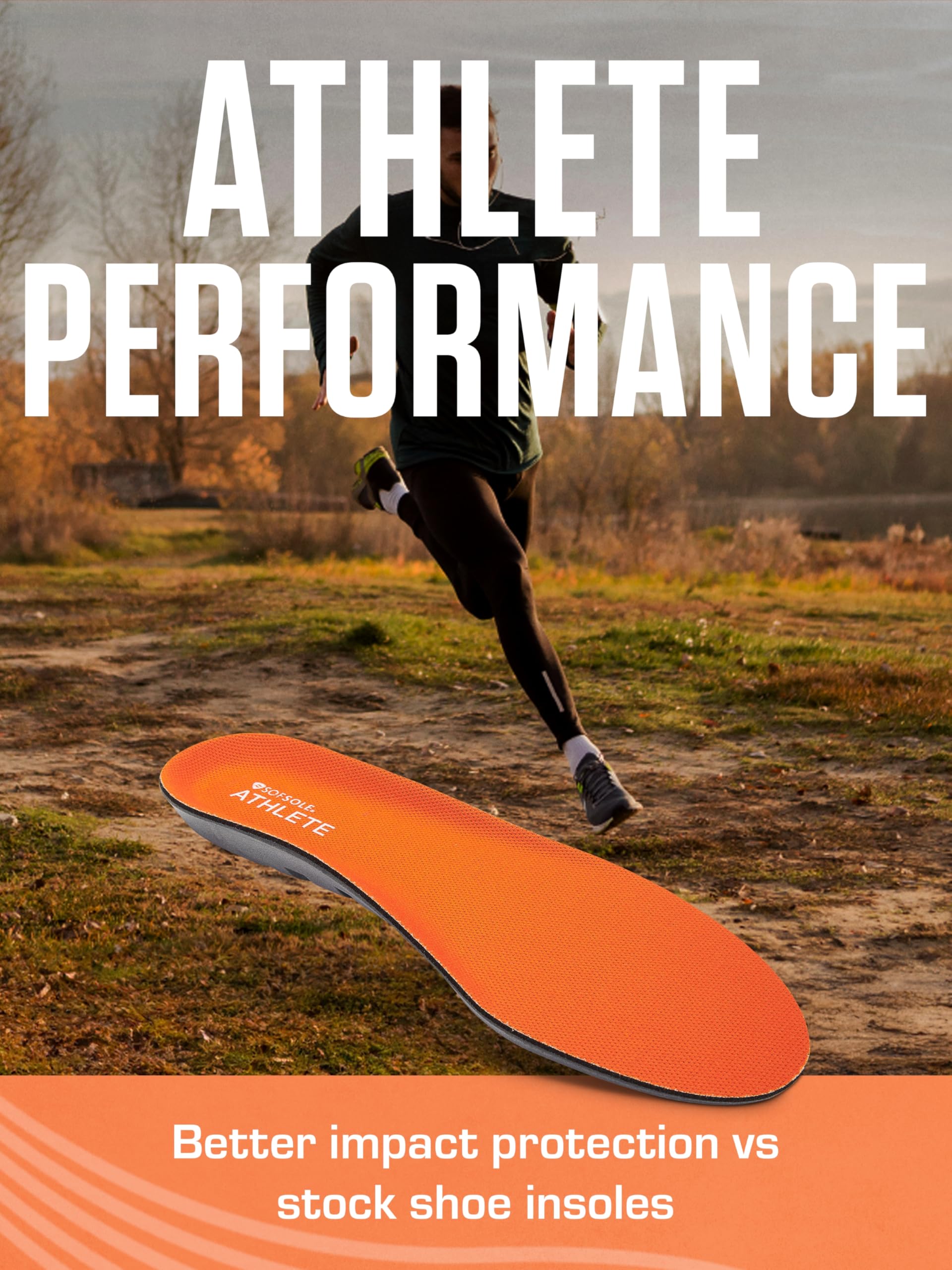 Sof Sole Insoles Men's ATHLETE Performance Full-Length Gel Shoe Insert