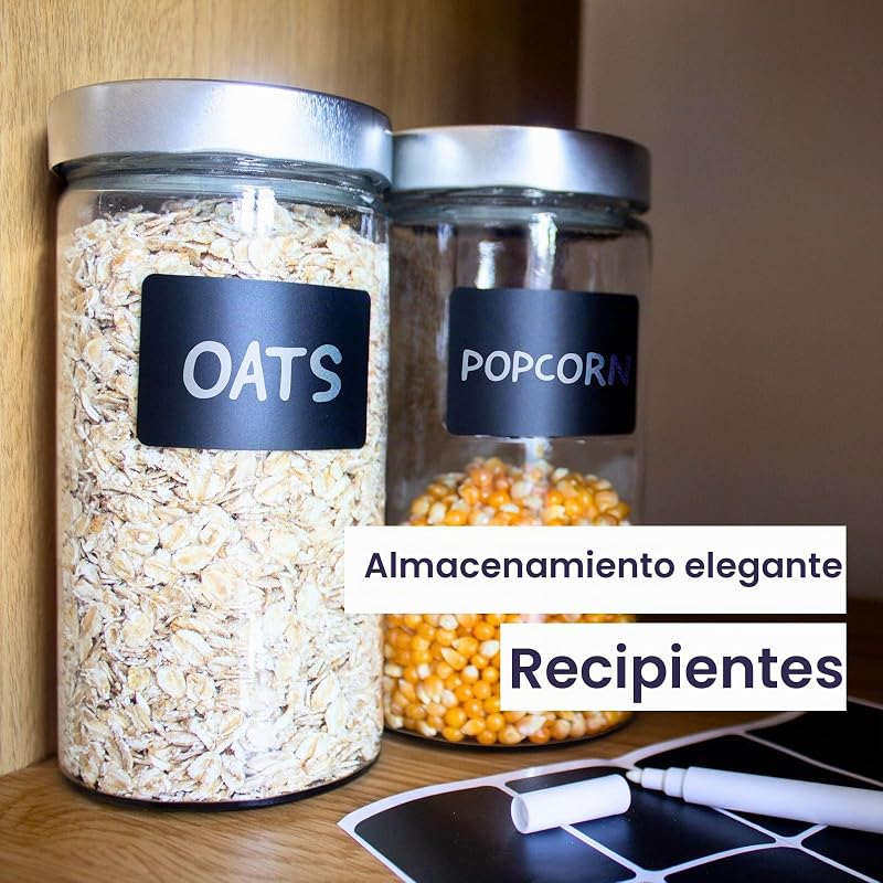 Tarros de Cristal con Tapa - Pack de 6 Botellas de 750 ml para Batidos con Tapa de Metal, Cepillo de Limpieza, Etiquetas y Bolígrafo - Tarro de Vidrio a Prueba de Fugas para Batidos — foto 6 de 7