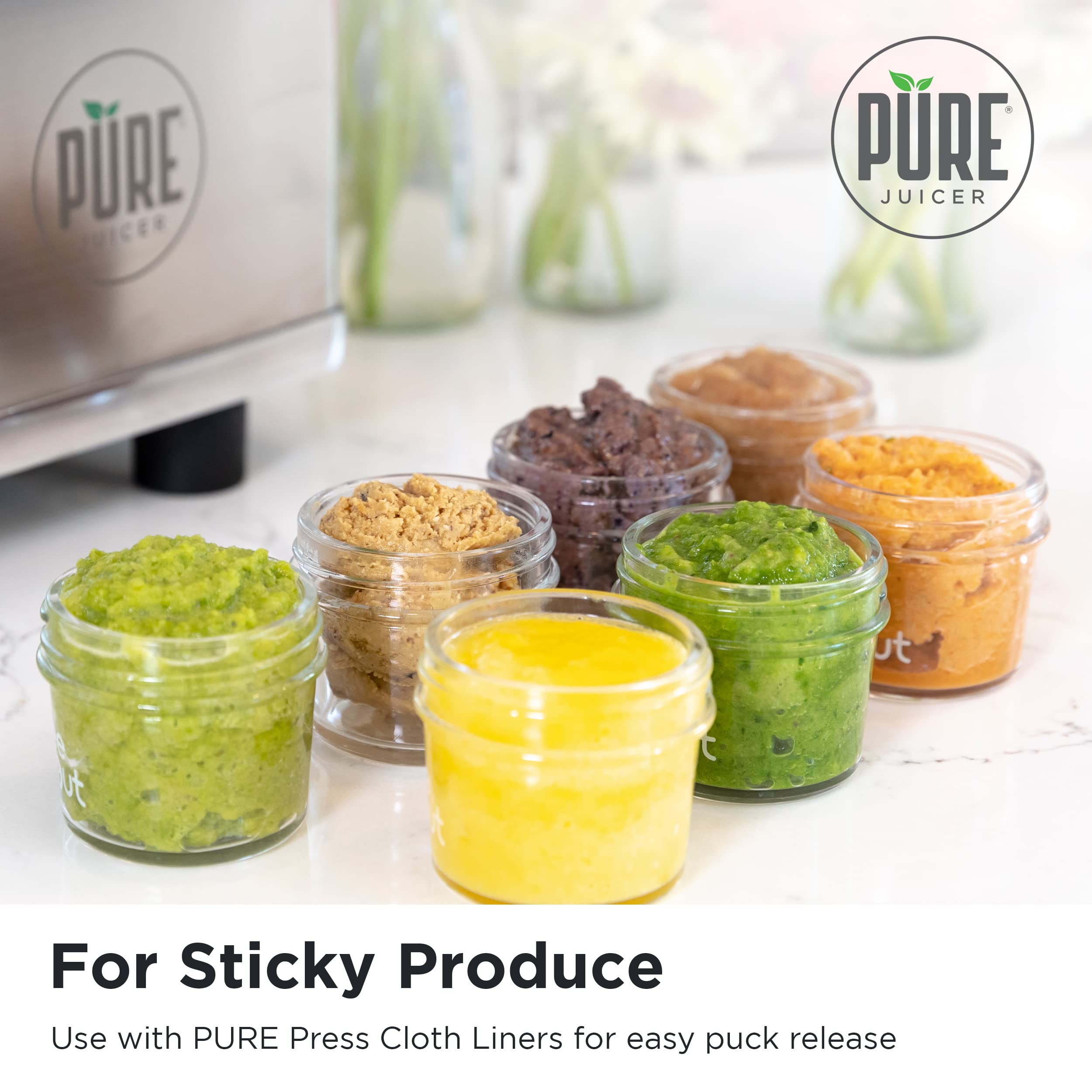 PURE Ripstop High-Strength High-Porosity Juicing Cloth for Cold Press Juicing - 1 Set of 6 Cloths, size 14.5 x 14.5 inches