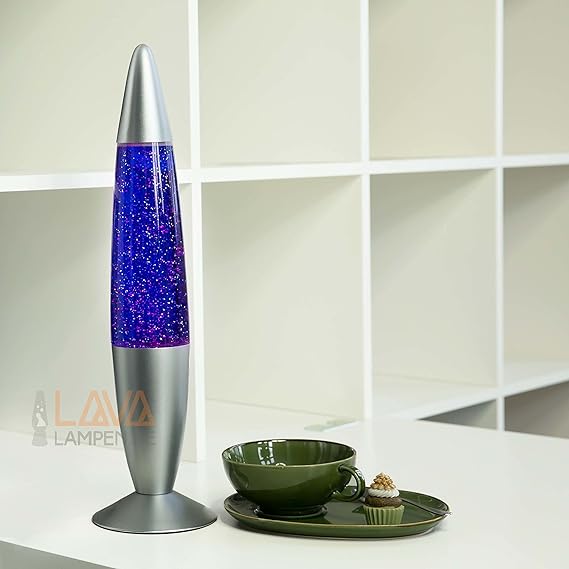 Dekorative Glitterlampe lila Violett transparent LA550408G Lavaleuchte