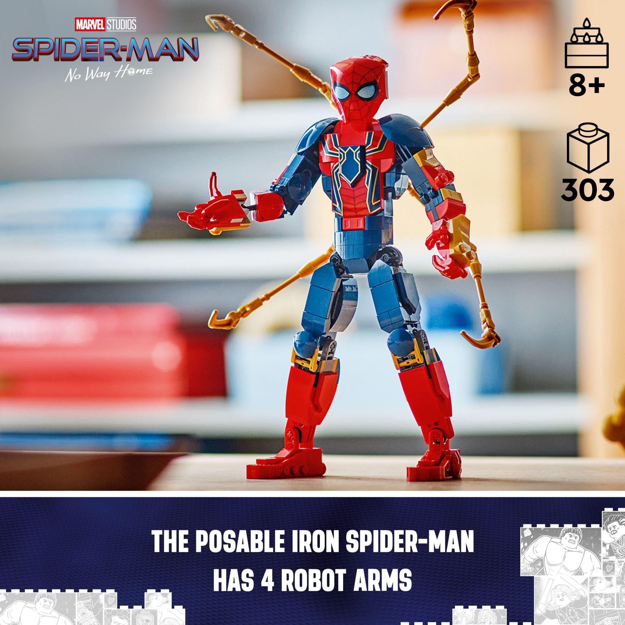 LEGO Marvel Iron Spider-Man Construction Figure Building Toy - Kids Pretend Play Posable Action Figures for Boys & Girls, Ages 8+ - Gift for Birthdays - 76298