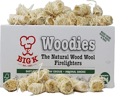 Topline Woodies Firelighters 2kg Natural FSC Wood Wool Easy Light BBQ Pizza
