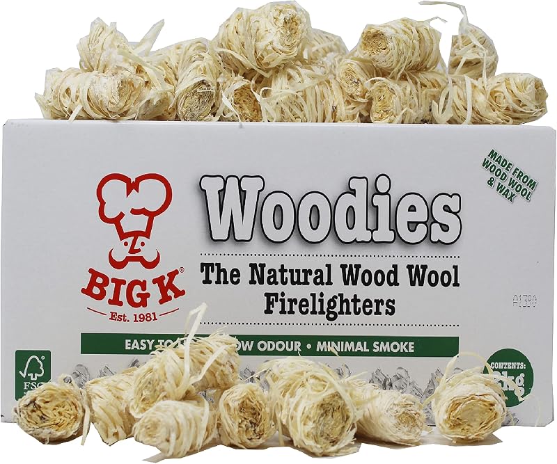 Topline Woodies Firelighters 2kg Natural FSC Wood Wool Easy Light BBQ Pizza