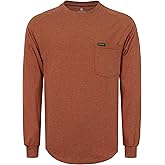 BOCOMAL Men's Long Sleeve Crewneck Work Shirt – Midweight Soft Cotton Tencel Blended Pocket Tee in a Relaxed Workwear Fit