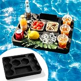 Aodaer Floating Drink Holder Floating Table for Pool &amp; Hot Tub, Rectangle | Refreshment Table Tray Food Serving Tray Beach Drink Floaties Summer Party Essentials Pool Accessories, 17 x 12.6 Inch