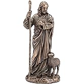Veronese Design 6 1/4 Inch Jesus The Good Shepherd Cold Cast Resin Bronze Technique Religious Decoration Sculpture
