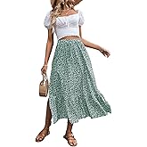 SweatyRocks Women's Casual High Waist Floral Print Skirt Split Thigh A Line Maxi Skirts
