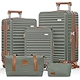 SHOWKOO Luggage Sets 3 Piece Hardside Expandable Suitcase with Double Spinner Wheels Tsa Lock, (Green, 5 piece set)