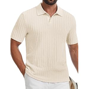 Gracyoga Men's Polo Shirts Casual Knit Texture Collared Golf Shirt | Breathable,Stretchy,Fashion,Comfy,Contrasting Neck,Busin