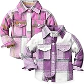 Ilyboz Little Flannels 2 Pack Toddler Baby Boys Plaid Flannel Shirts Jackets Long Sleeve Lapel Button Down Shirt Top Outfit