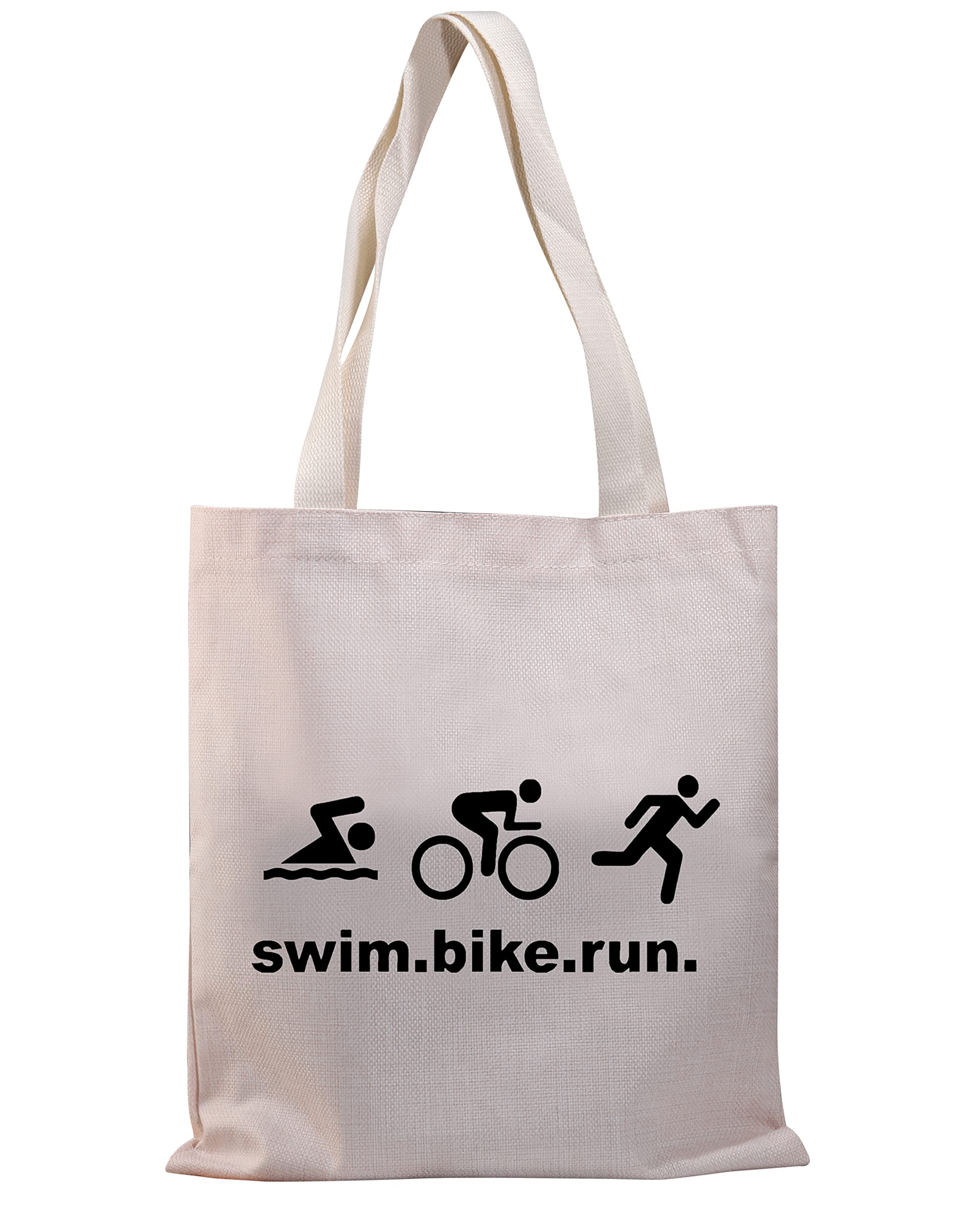PLITI Triathlon Gift Swim Bike Run Tote Bag Triathlete Inspirational Gift Triathlon Lover Gift(Swim bike run TGU)