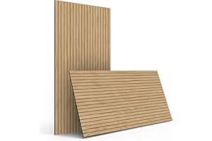 INNO STICKERS 4-Piece Wood Slat Wall Panel for Interior Wall Decor Noise Cancelling 47.2" x 23.6" Peel and Stick Acoustic Decorative 3D Sound Absorbing Wall Paneling, Natural Oak