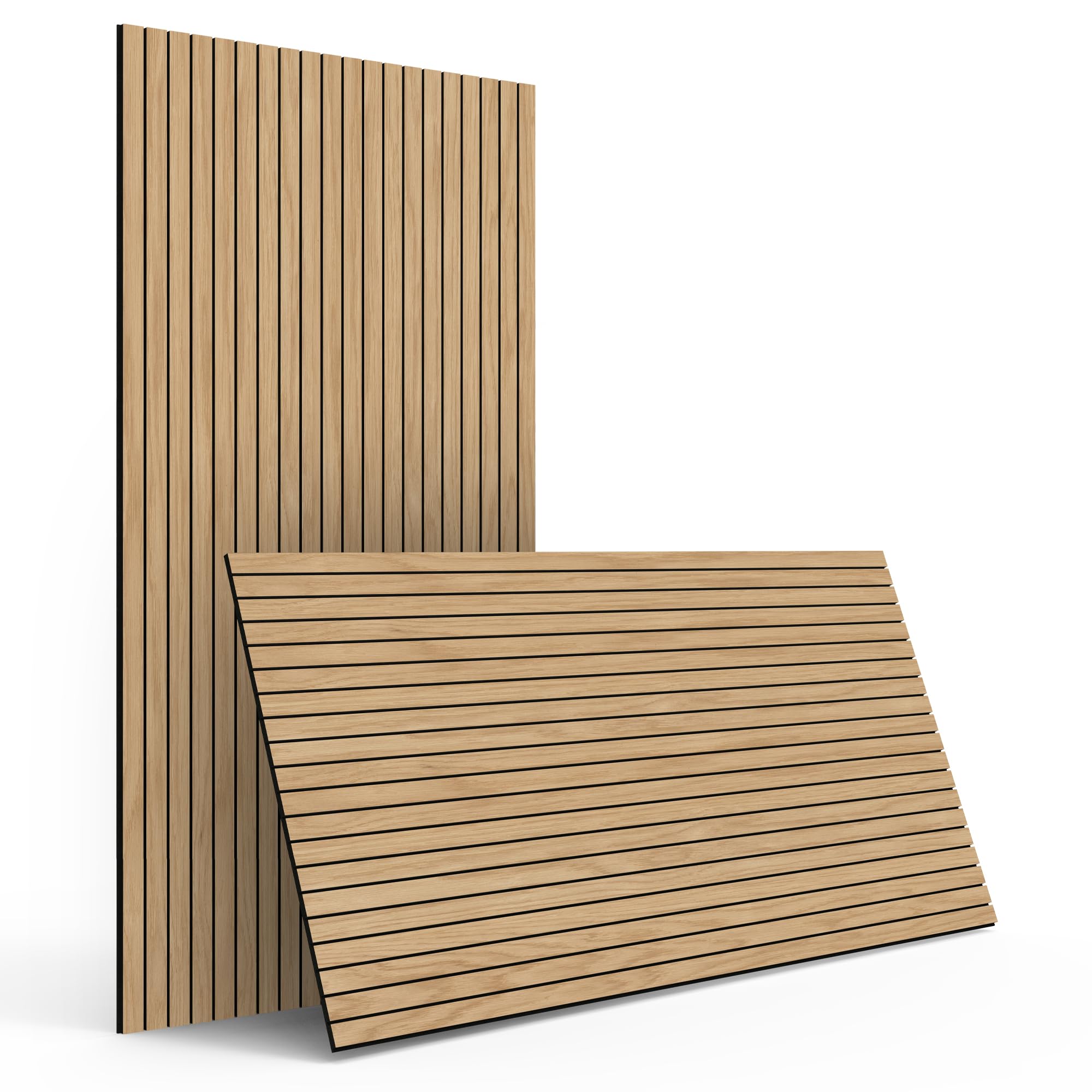 Photo 1 of INNO STICKERS 4-Piece Wood Slat Wall Panel for Interior Wall Decor Noise Cancelling 47.2" x 23.6" Peel and Stick Acoustic Decorative 3D Sound Absorbing Wall Paneling, Natural Oak