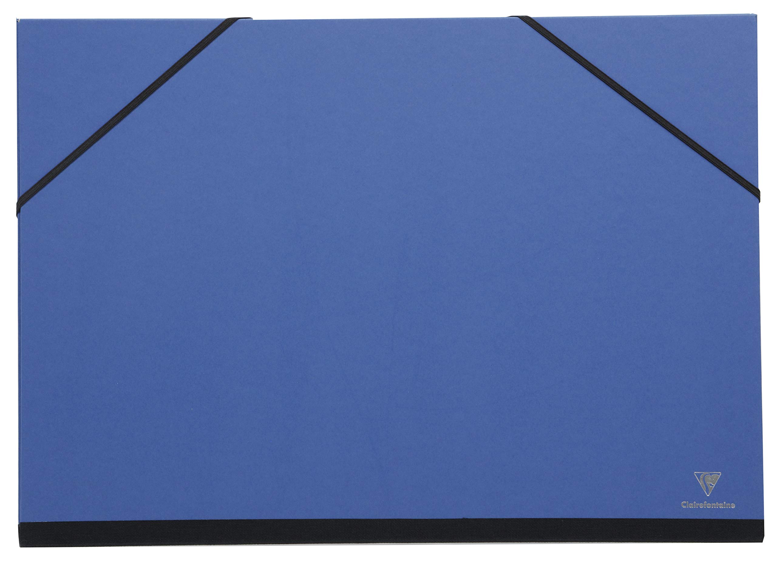 Clairefontaine - Ref 144602C - Art Folder with Elastic Straps Closure - Night Blue Colour - Customisable Vellum Card Surface, Suitable for A4+ Sized Documents