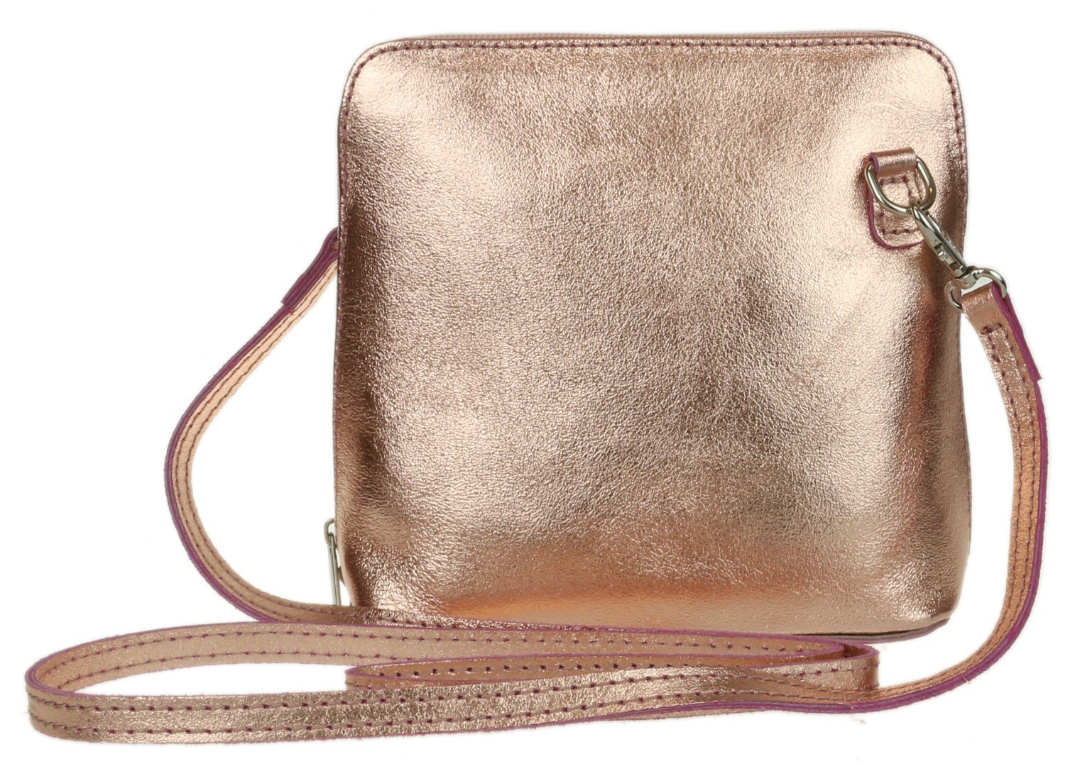 Girly Handbags Womens Metallic Genuine Leather Cross Body Shoulder Bag (Champagne)