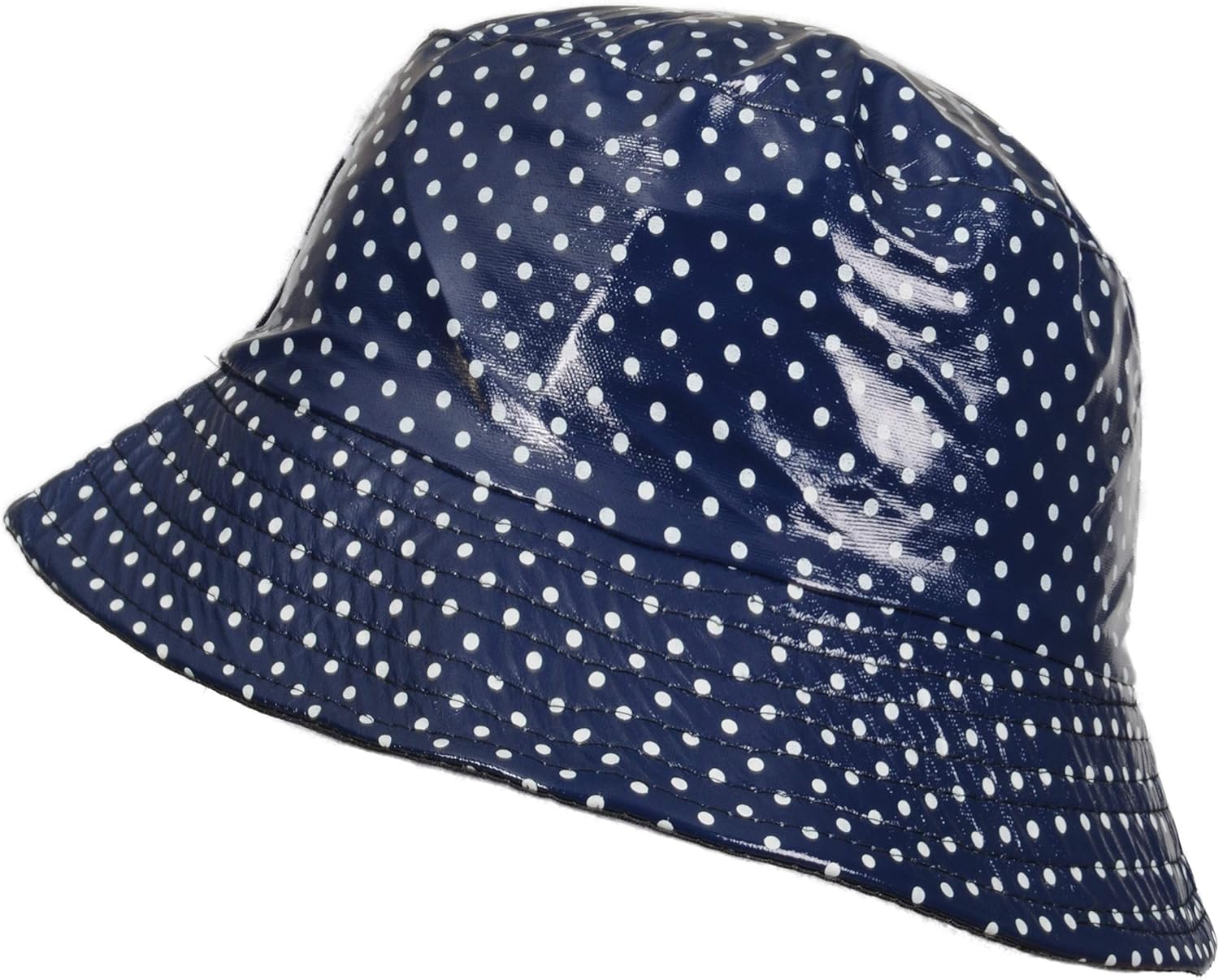 TOUTACOO, Waterproof Vinyl Bucket Rain Hat Polka Dot Blue at Amazon