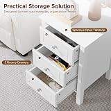 Yaheetech Bedside Table 3-Drawer Wood Nightstand 40x40x60cm White view 5