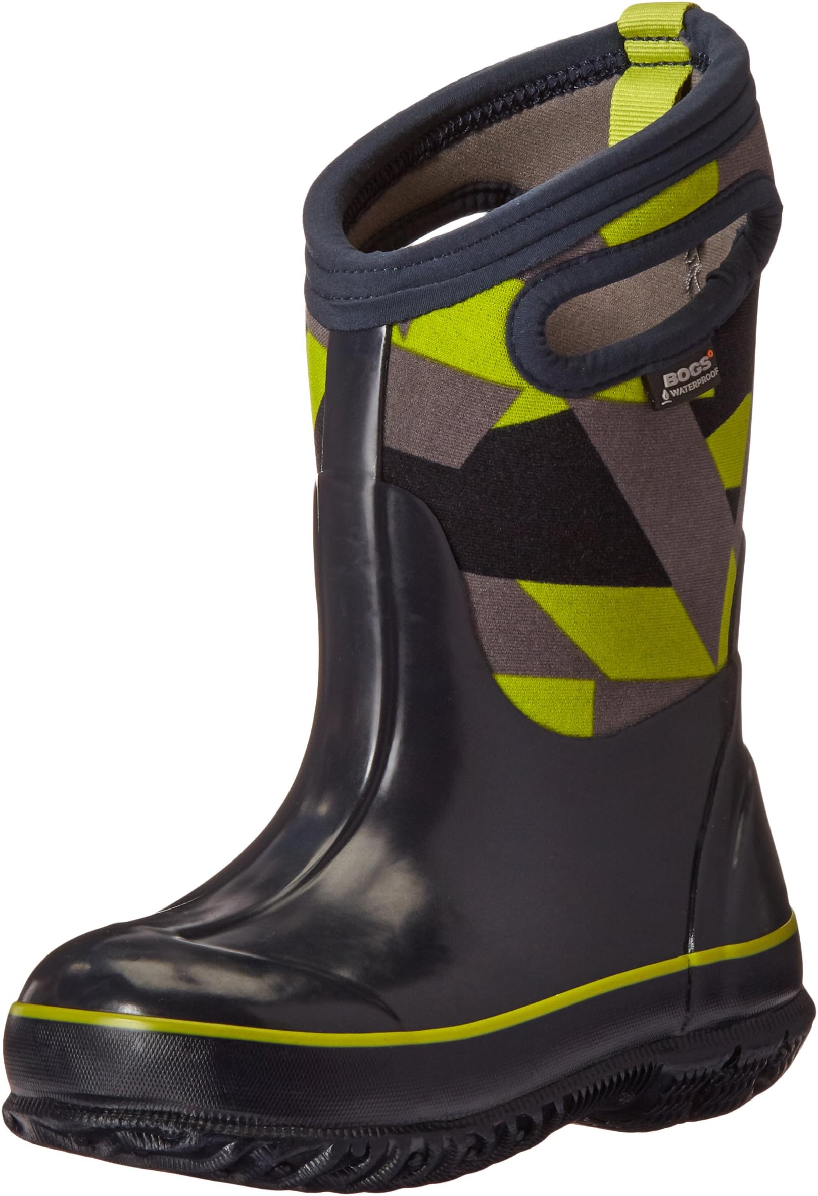 Kid's Classic High Waterproof Insulated Rubber Neoprene Rain Boot Snow, Geo Print/Dark Blue/Multi, 7 M US Toddler