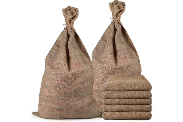 HAMBOLY 5 Packs Large Burlap Bags 24" x 40" Potato Sacks Reusable Storage Bags Races Game Bags