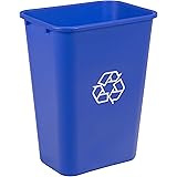 AmazonCommercial 10 Gallon Commercial Office Wastebasket, Blue, w/ Recycle Logo, 1-pack