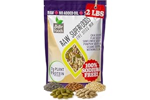 BetterFoods Raw Superfoods Five Seeds Mix 32oz | Protein Packed Salad Topping Vegan Low Carb Non-GMO High Fiber Gluten Free Chia Flax Pumpkin Sunflower Seeds for Snacking Baking 32oz