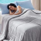 Bedsure Cooling Comforter Blankets for Hot Sleepers, All Season, Queen | Lightweight Comforter with Dual-Sided Cool Tech, Soft Breathable Duvet Insert, Cold Blanket for Sleeping, Grey, 88x88 Inches
