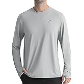 EoBeKee Mens UPF 50+ Rash Guard Swim Shirts, Cooling Dry UV Sun Protection Long Sleeve SPF Shirts for Fishing Hiking Running