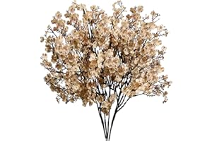 Mandy's Light Brown Artificial Baby’s Breath European Flowers 6 Bundles Silk Gypsophila with Bendable Stems for Fall Valentine's Day and New Year Centerpiece Wedding Decor and Table Arrangements