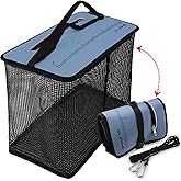 Dovesun Floating Fishing Basket, Collapsible Fish Basket Portable Fishing Net Quick-Drying Rubber Coated Fishing Bait Storage Cage 3.5-10 Gallons