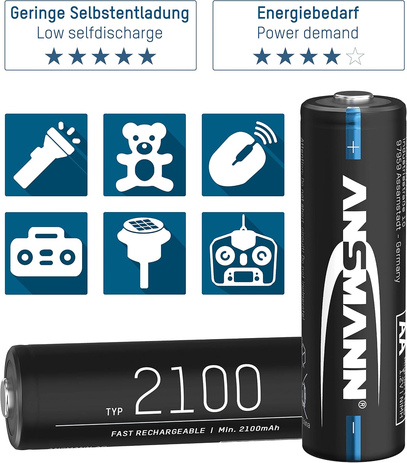 ANSMANN battery AA 2100mAh NiMH 1.2V, Mignon AA batteries - Image 4