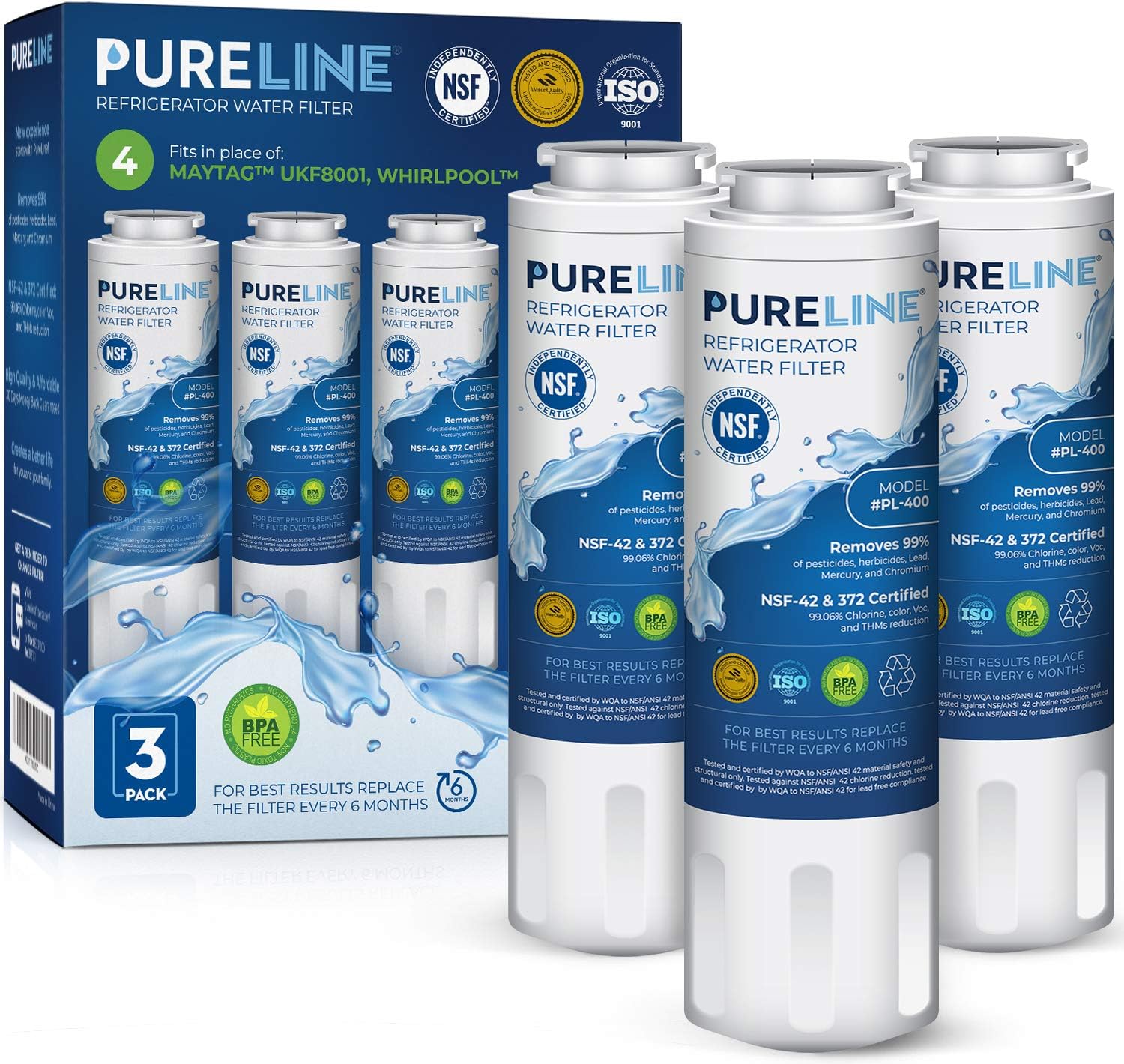 Maytag UKF8001 & Everydrop Filter 4 (EDR4RXD1) Water Filter Replacement. Compatible Filter Models: EveryDrop Filter 4, EDR4RXD1, Maytag UKF8001,UKF8001AXX-750, UKF8001AXX-200, HDX FMM-2 (3 Pack)