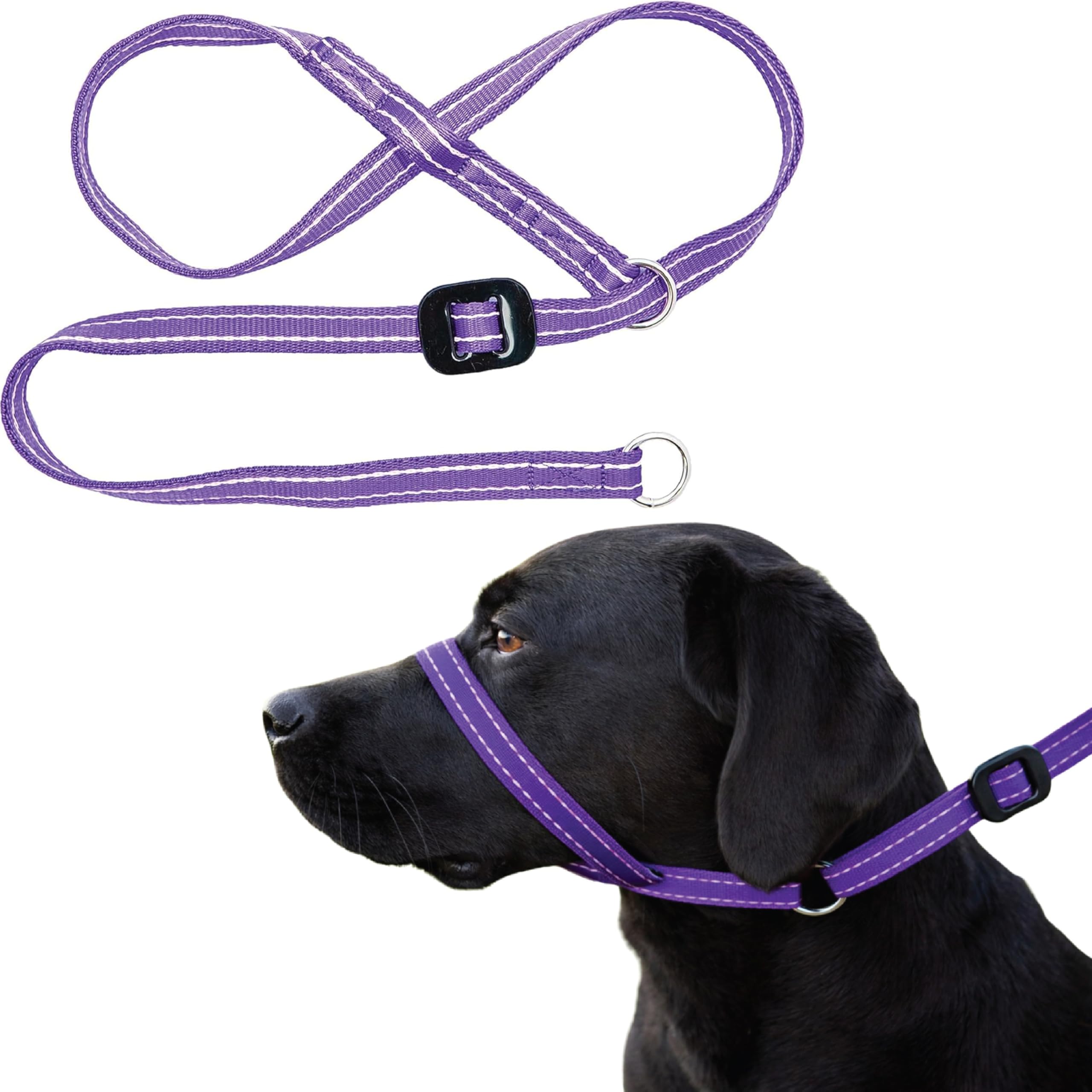 Gencon - Extra Large Anti Pull Dog Headcollar - Trainer Approved - Soft & Gentle Control - Practical Dog Training & Behaviour Aid - Left Hand - UK Made - Doesn't Include Lead - Purple/Pink