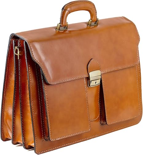 cognac leather briefcase