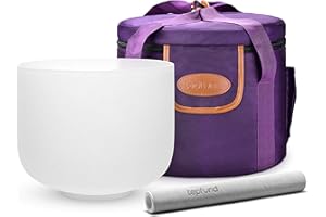 TOPFUND 10 inch F Note Crystal Singing Bowl Heart Chakra with Heavy Duty Carrying Case and Suede Mallet