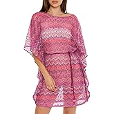 Trina Turk Women's Standard Athena Belted Caftan, Casual Boat Neck Dress, Beach Cover Ups