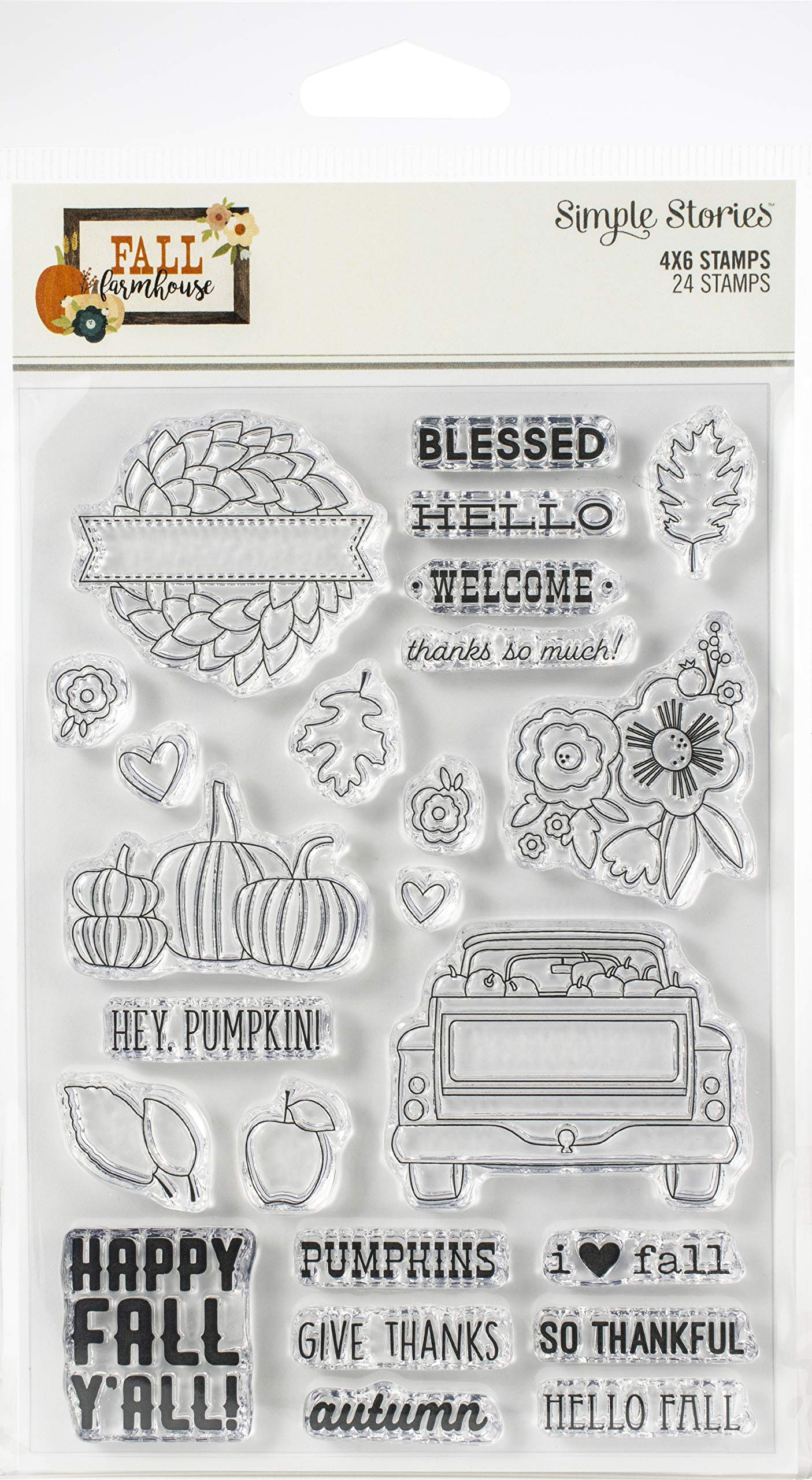 SIMPLE STORIES Fall FARMHSE Stamps Clear, One Size