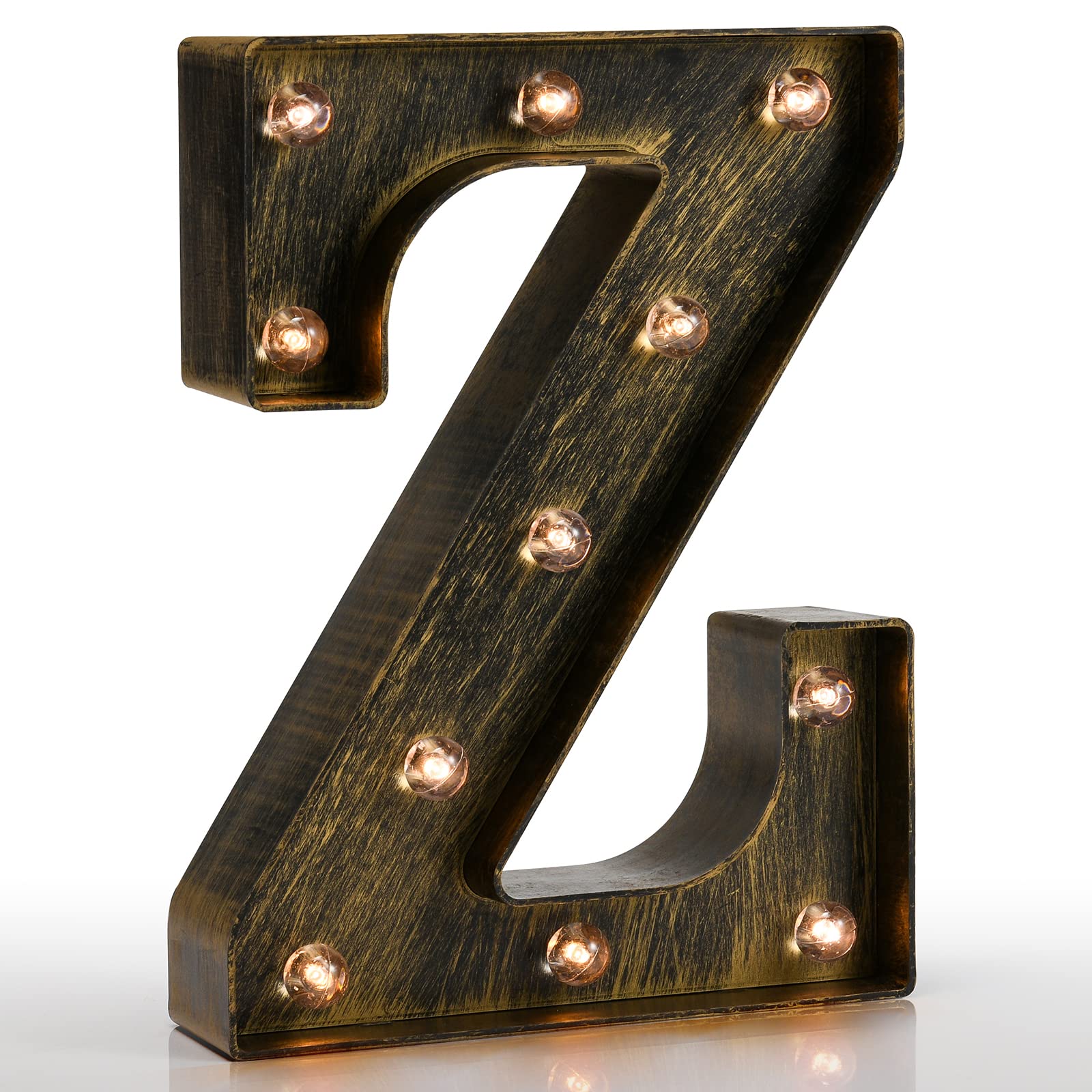 Photo 1 of Vintage Light Up Marquee Letters with Lights – Illuminated Industrial Style Lighted Alphabet Letter Signs - Coffee Bar Apartment Bedroom Wall Home Initials Decor - Z