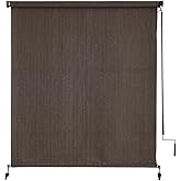 SUNOFF Outdoor Roller Shades,Cordless Patio Roller Up Blinds with Shade Cloth for Porch Gazebo Pergola Balcony Backyard,2 Poles & 1 Fabric,Mocha,48" Wx72 H