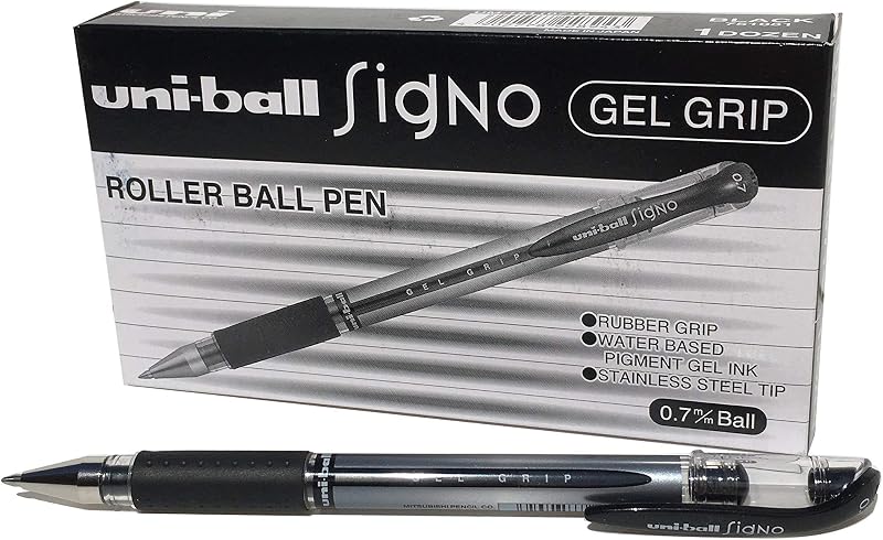 uni-ball Signo Gel Grip Fine Nib Black Ink 12pc Set