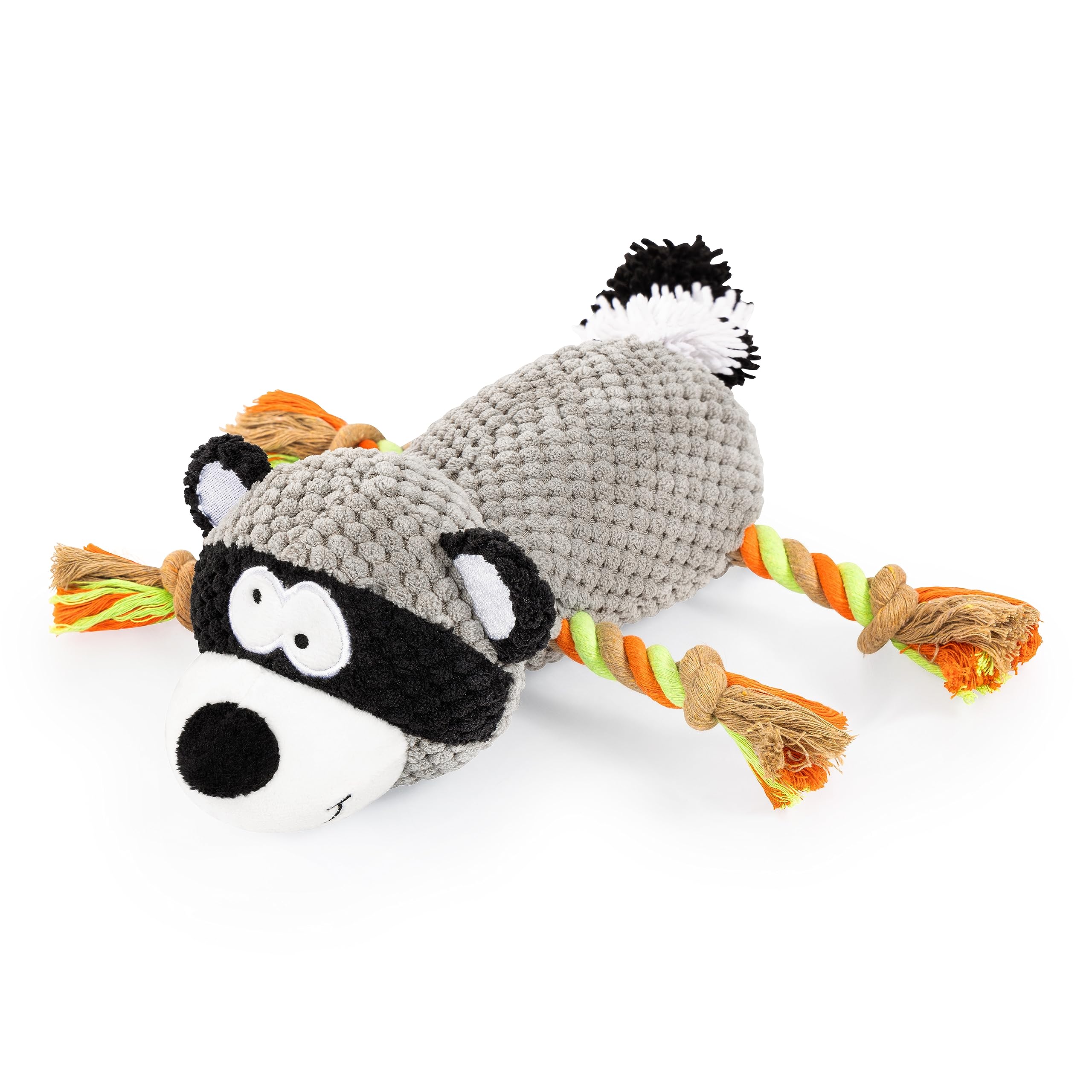 Bayer Design EDUPET 06018AA Dog toy raccoon plush with rope, squeaking