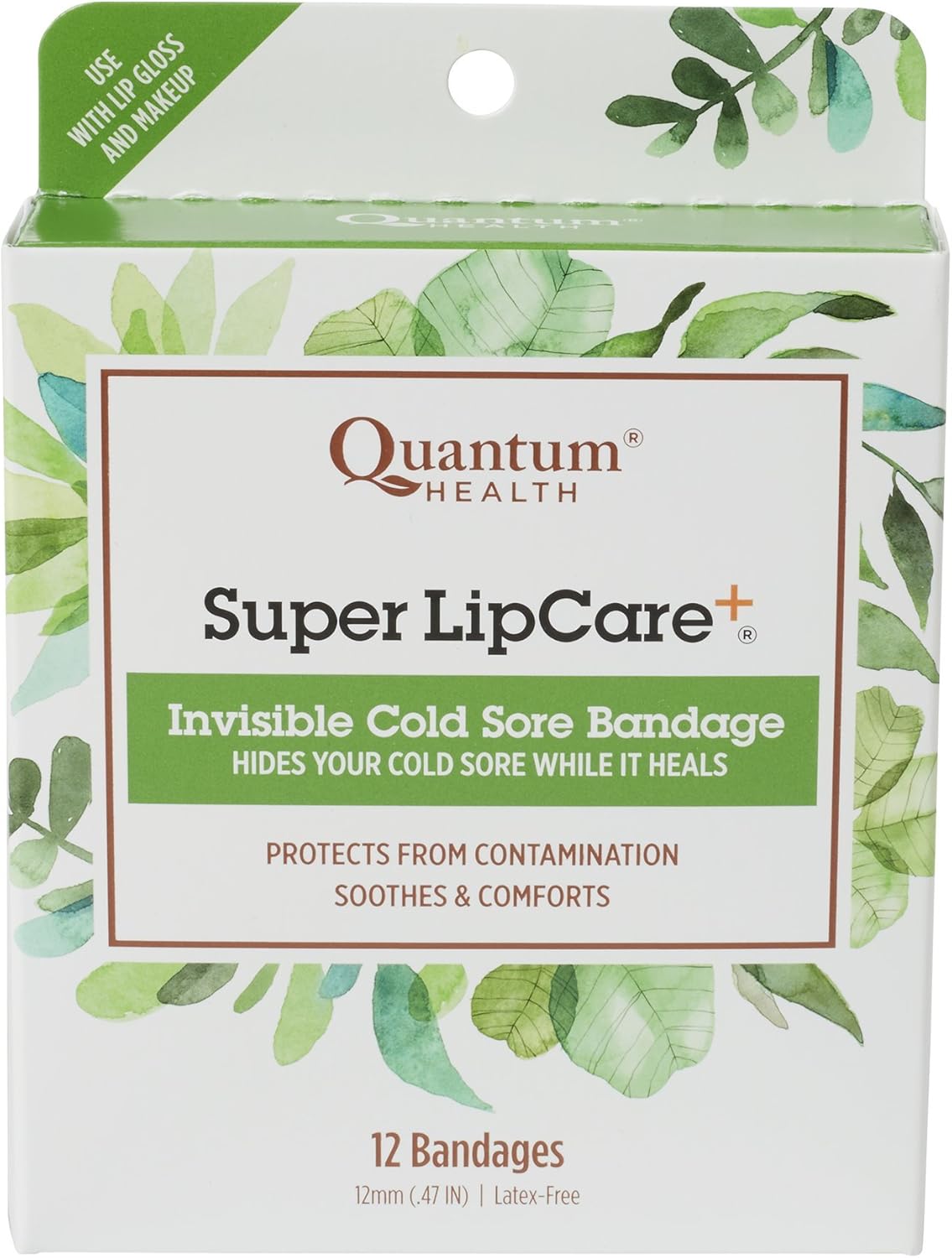 Quantum Health Super LipCare+ Invisible Cold Sore/Fever Blister Bandages - Soothes and Protects, Helps Prevent Contamination and Hide Sores, 12 Ct: Health & Personal Care