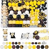 181pcs Highland Cow Silicone Beads, 9mm & 15mm Mixed Colors Focal Bead Cow Rubber Beads, Lentil, Hexagonal, Print Matte/Frosted Bead for Keychain Making, Bracelet Necklace DIY