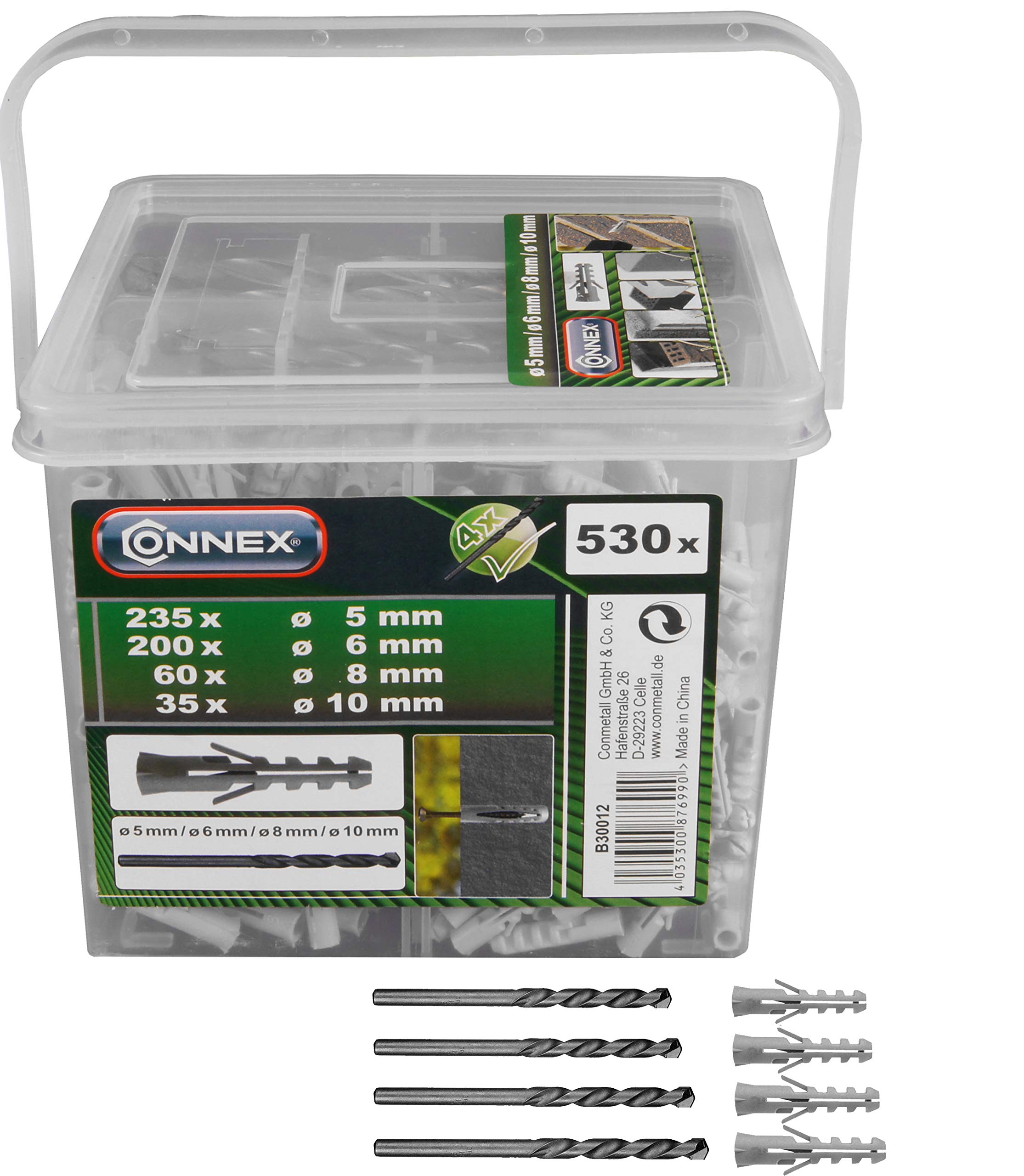 CONNEX B30012 5/6/ 8/ 10mm Plastic Plug in Bucket