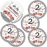 40pcs Race Car 2nd Birthday Party Decorations Tableware Kids Red Two Curious Two Fast Birthday Decorations Party Supplies include Dessert Plates and Napkins,Suitable for 20 Guests