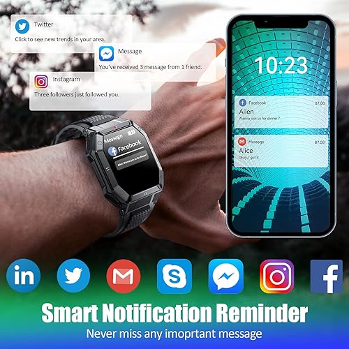 Military Smart Watch for Men 100M Waterproof Rugged Tactical Smart